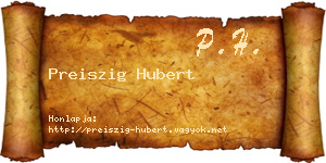 Preiszig Hubert névjegykártya